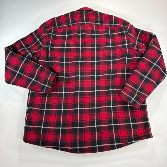 VTG Sears Roebuck & Co Shacket Mens XL Red Plaid Sherpa Lined Shirt Pockets - Picture 6 of 9